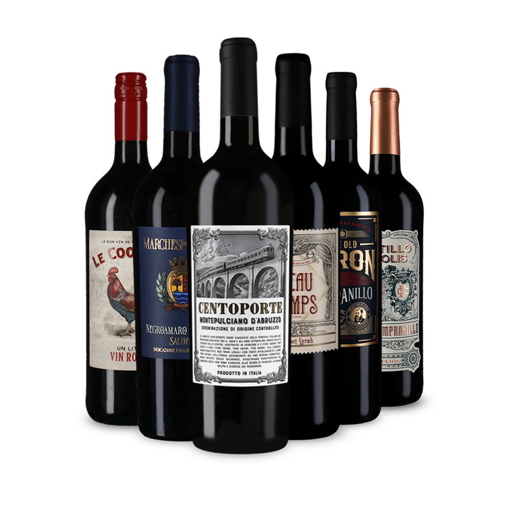 Vinurile roșii ale anului în pachet de degustare de 6 sticle