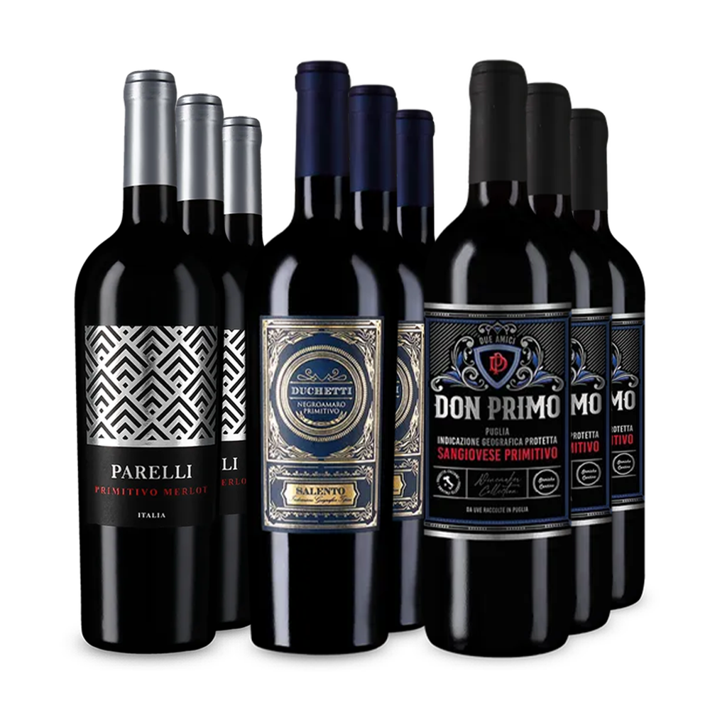 Primitivo de top premiat cu aur în pachet de 3x3 sticle – Gold