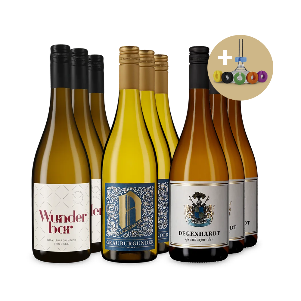 Pinot Gris premiat cu aur + Marcatoare pentru pahare – Gold