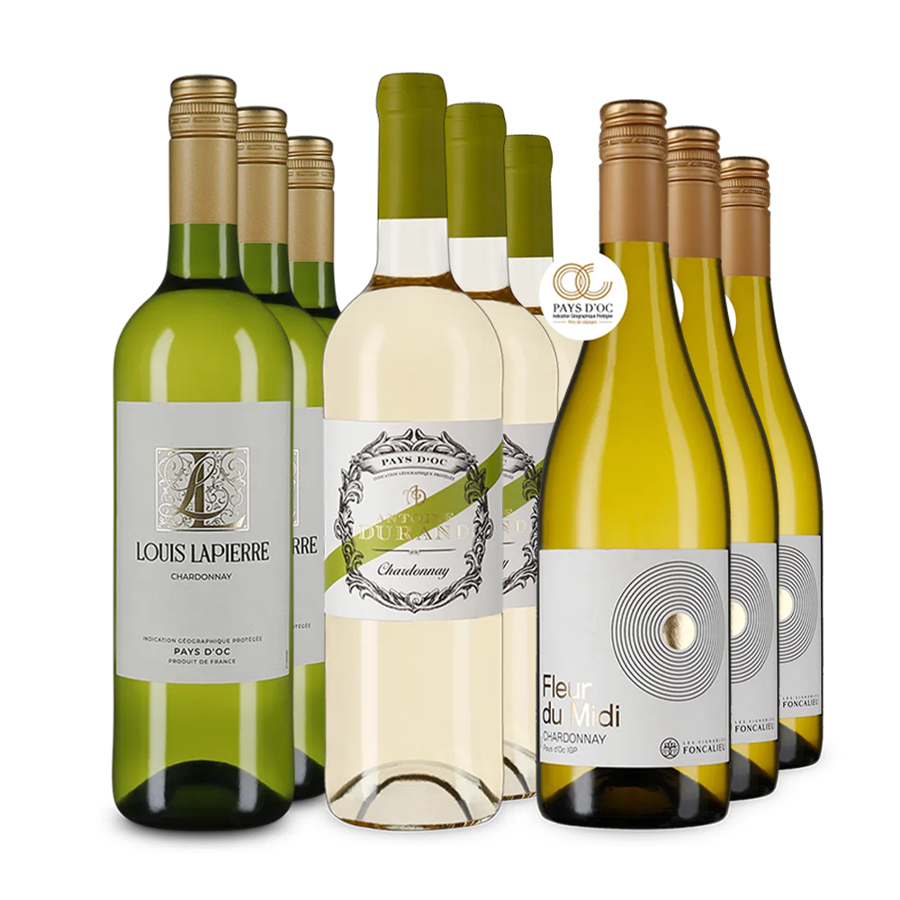 Chardonnay franțuzesc de top în pachet de 3x3 sticle – Gold
