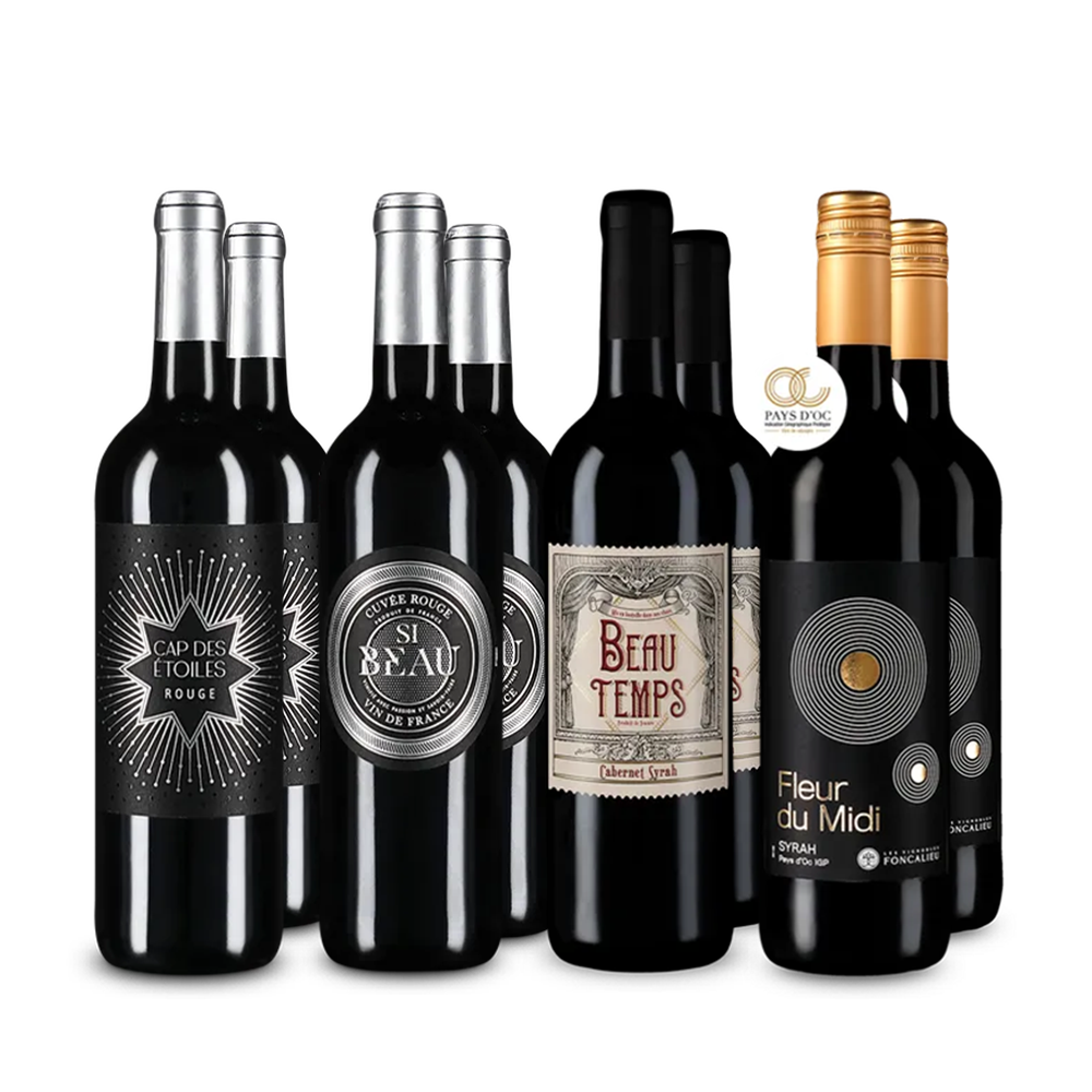 Vin roșu franțuzesc de top în pachet de 4x2 sticle – Gold