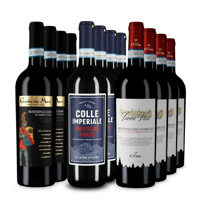 Montepulciano d'Abruzzo XXL: vedetele în pachet de 3x4 sticle – Gold
