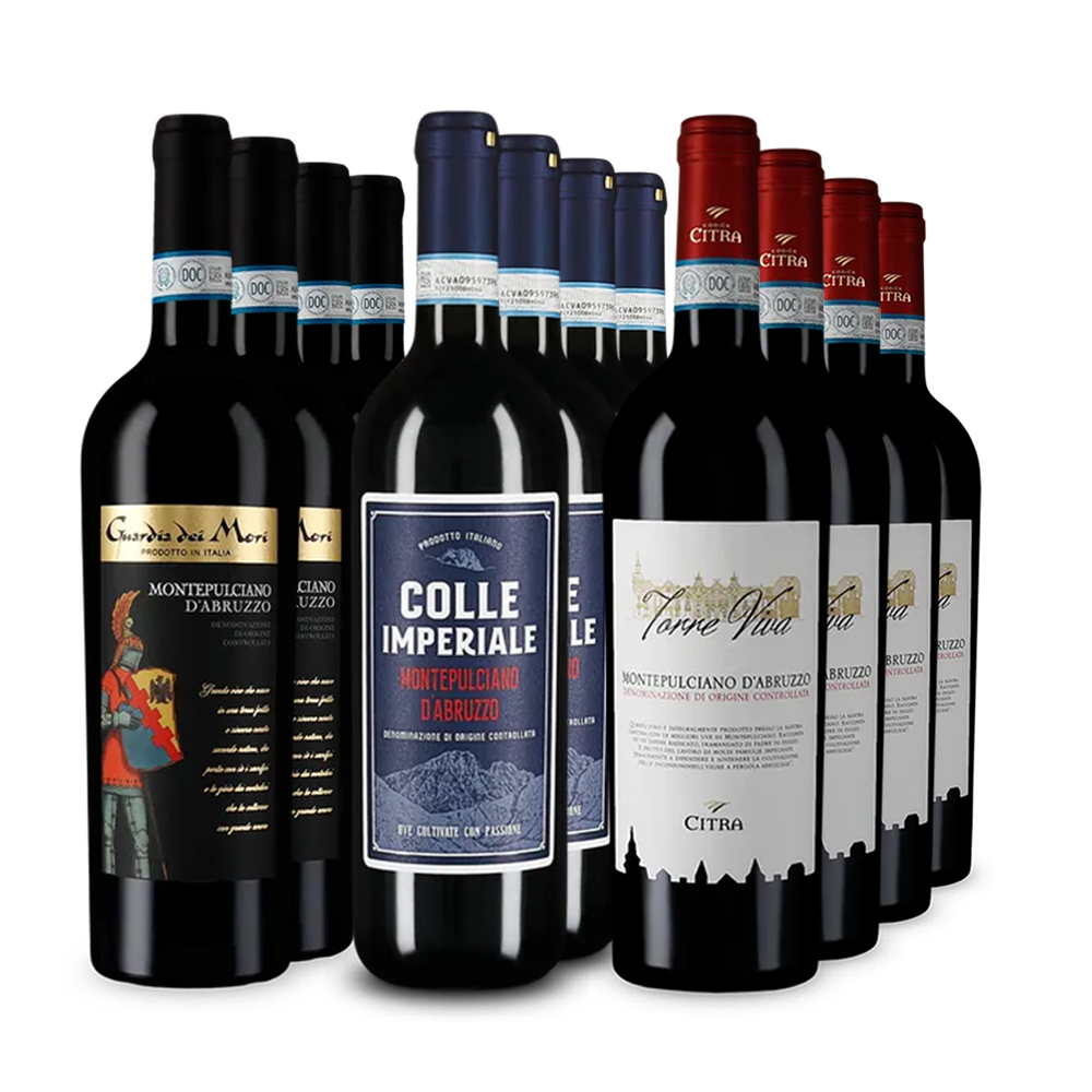 Montepulciano d'Abruzzo XXL: vedetele în pachet de 3x4 sticle – Gold