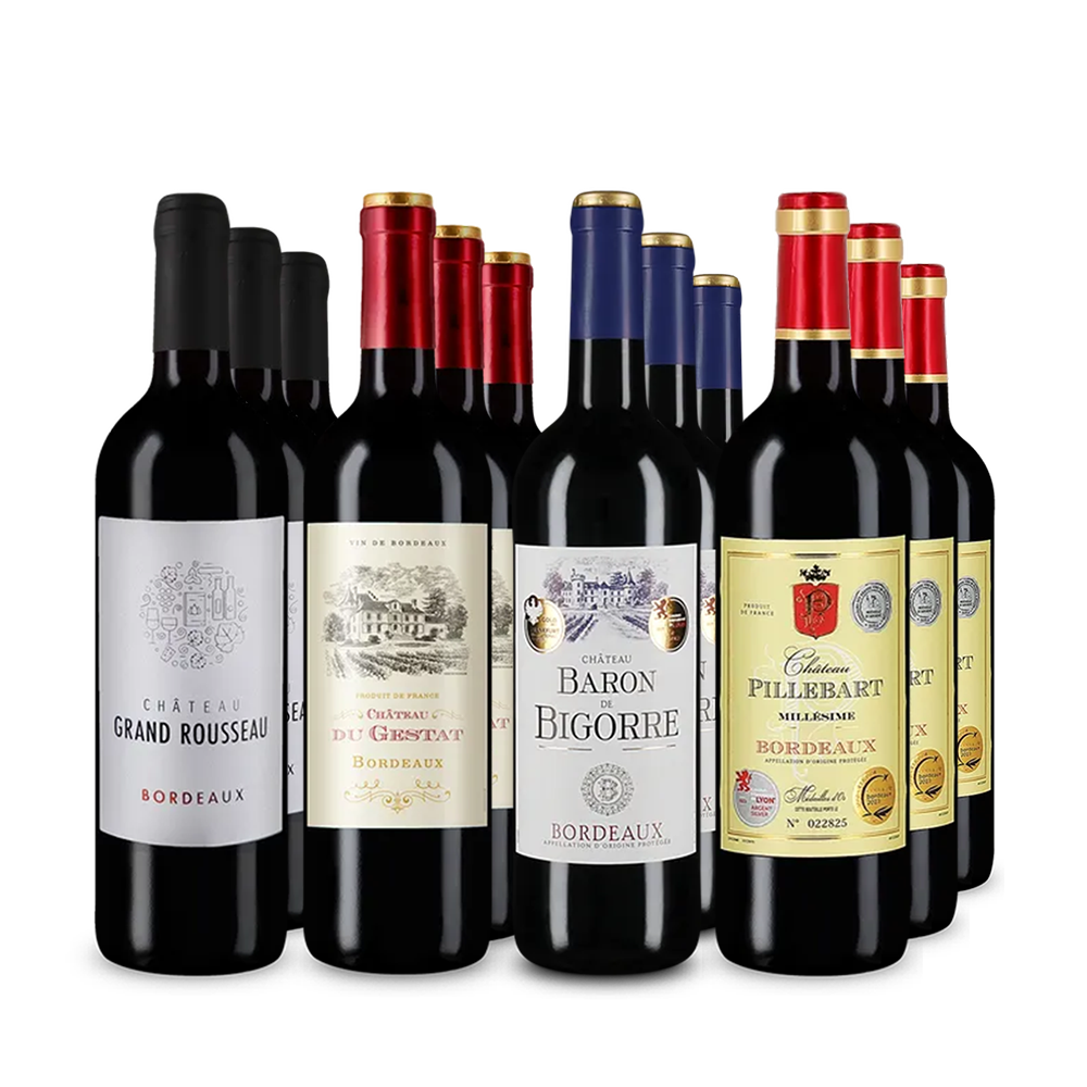 Bordeaux festiv în pachet de 4x3 sticle – Gold