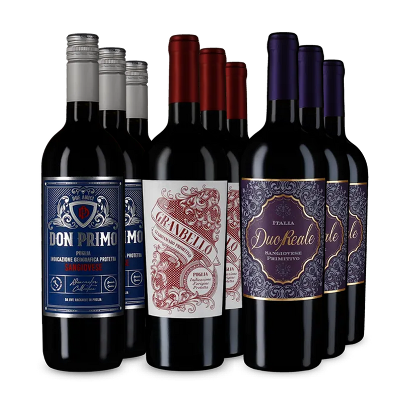 Vinuri roșii de top din Apulia în pachet de 3x3 sticle – Gold