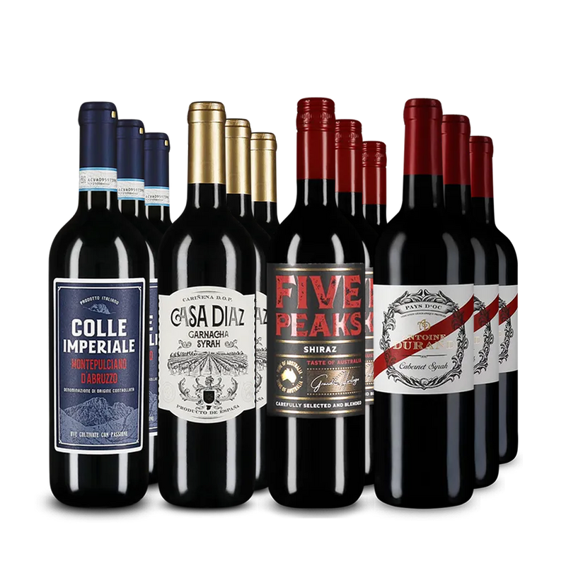 Vin roșu XXL: vedete internaționale în pachet de 4x3 sticle – Gold