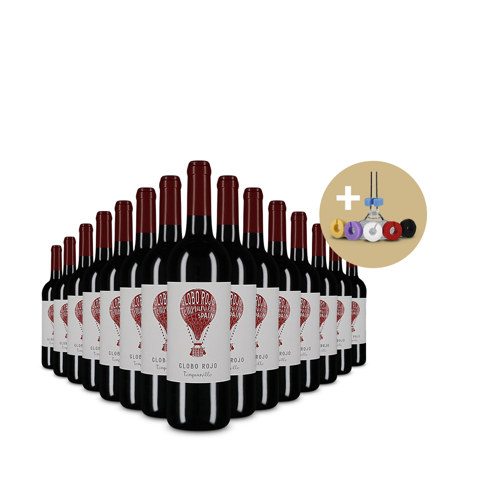 15 sticle Tempranillo 2024 + Marcatoare pentru pahare – Gold