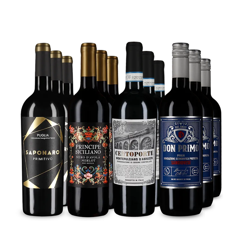 Vinuri roșii italiene de top în pachet de 4x3 sticle – Gold