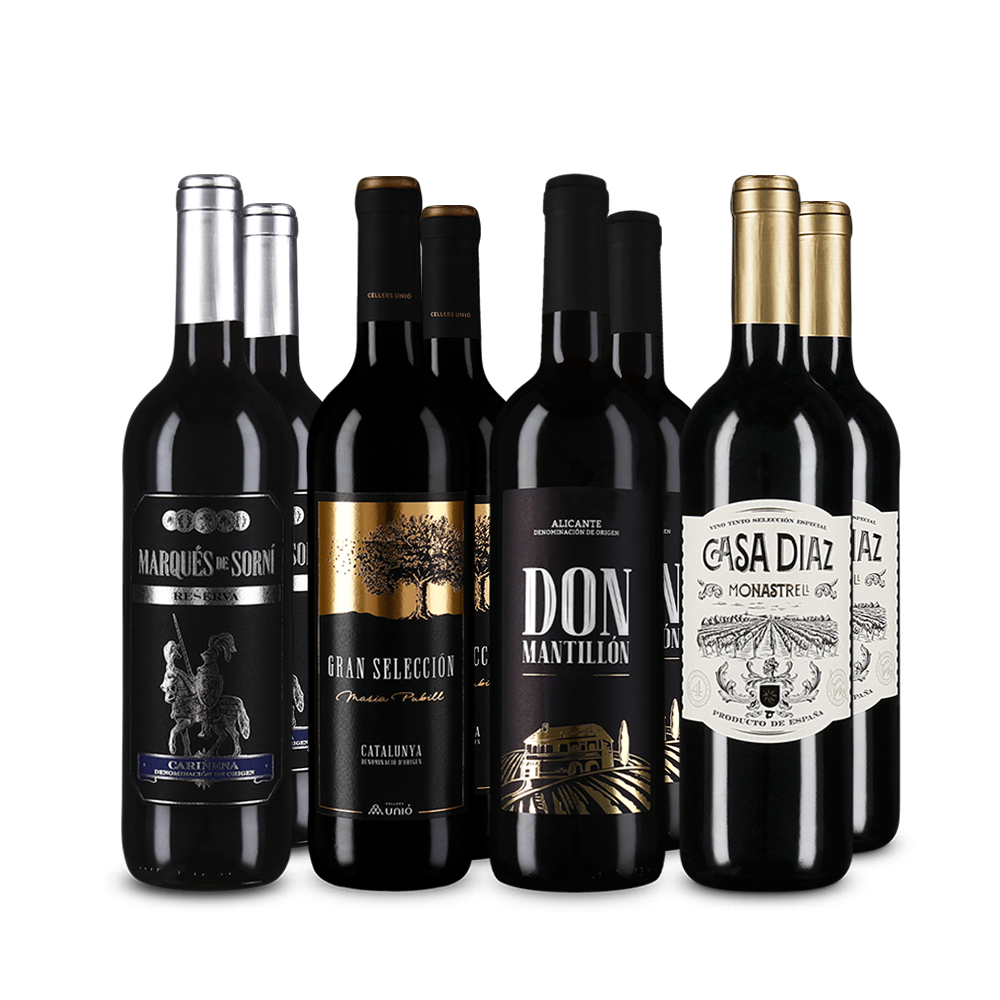 Vinuri roșii spaniole premiate cu aur în pachet de 4x2 sticle – Gold