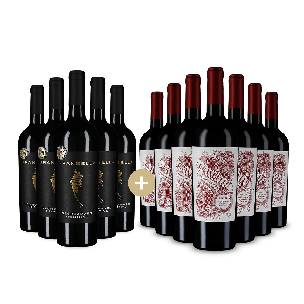 5+7 sticle: Vinuri roșii de top din Apulia de la Granbella & Granbello – Gold