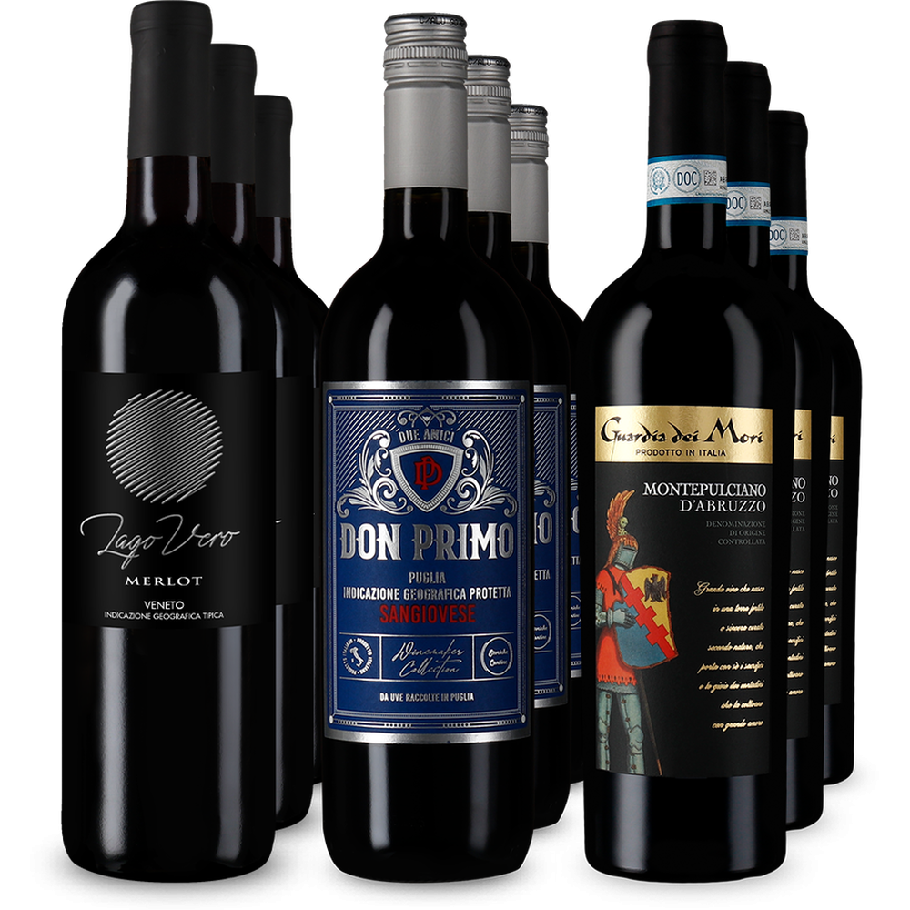 Vin roșu italian de top în pachet de 3x3 sticle – Gold