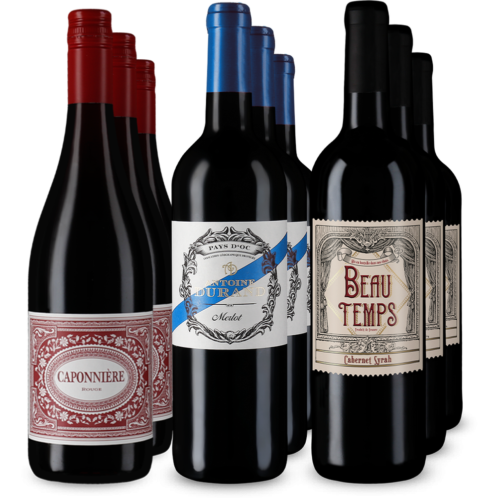 Vin roșu francez de top în pachet de 3x3 sticle – Gold