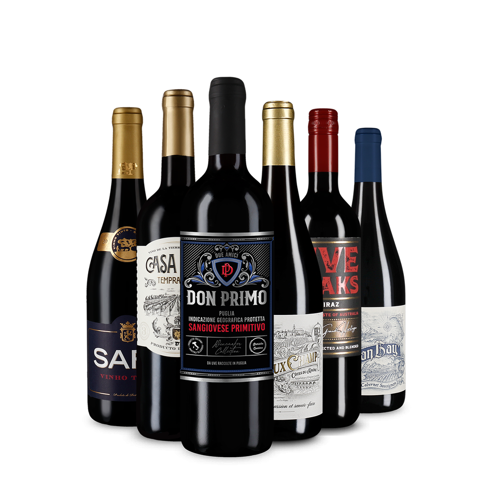 Vinurile roșii ale anului în pachet de degustare de 6 sticle