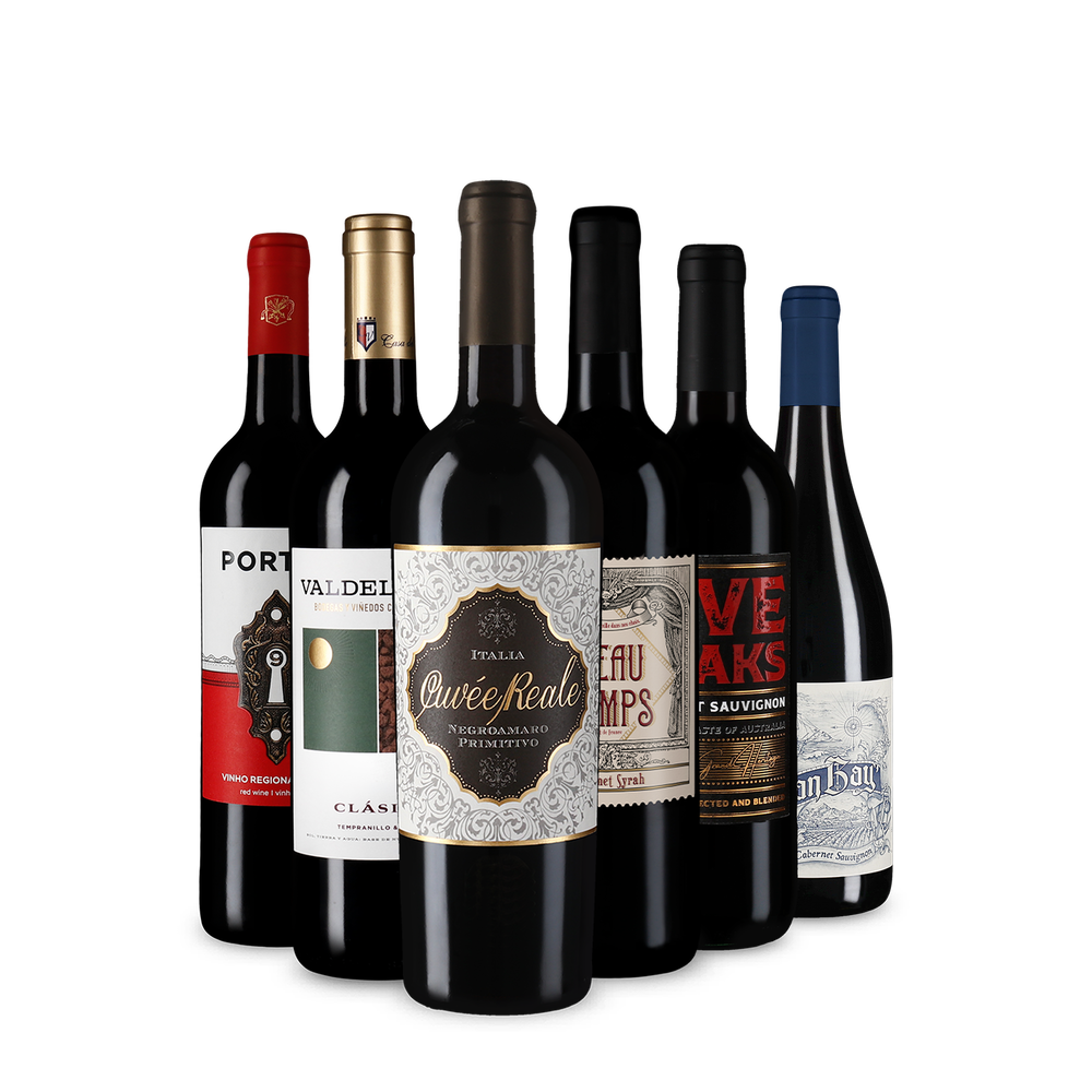6x1 Selecție de vinuri roșii premiate cu aur din întreaga lume