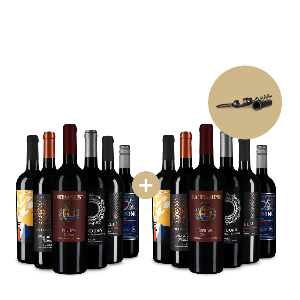 6+6 cadou: Primitivo & Co.: diversitatea din Puglia + tirbușon 2-în-1